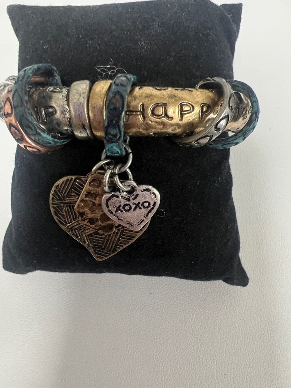 Happy Charm Bracelet with XOXO Heart Charms - Mixed Metal